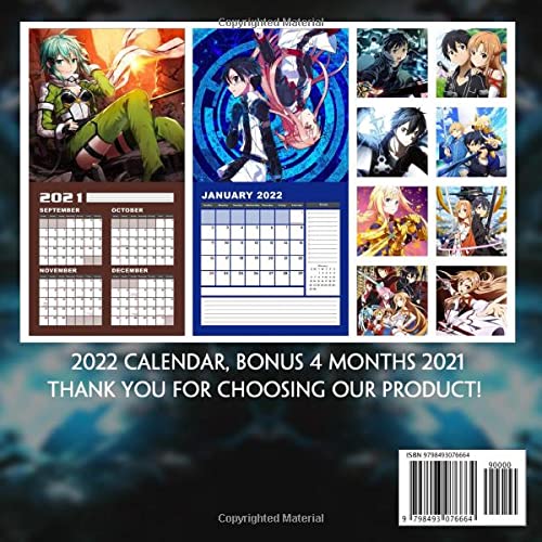 Sword Art Online 2022 Calendar: 2022 Squared Monthly Manga Calendar Mini Planner Bonus 4 Months 2021