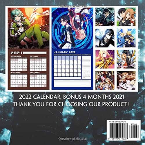 Sword Art Online 2022 Calendar: 2022 Squared Monthly Manga Calendar Mini Planner Bonus 4 Months 2021