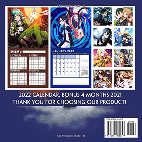 Sword Art Online 2022 Calendar: 2022 Squared Monthly Manga Calendar Mini Planner Bonus 4 Months 2021