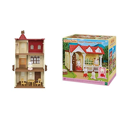 SYLVANIAN FAMILIES -La Casa del Torreón Doll House (Epoch para Imaginar 05400)+- Sweet Raspberry Home Dulce Casita De Las Frambuesas, Multicolor (Epoch 05393)