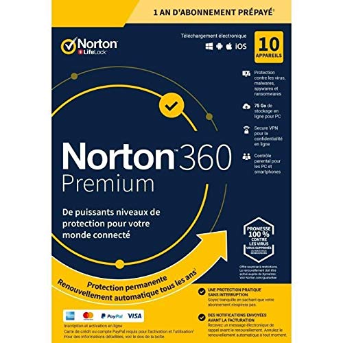 Symantec Norton 360 Premium - Caja (1 año), 10 Dispositivos de Almacenamiento en la Nube 75 GB