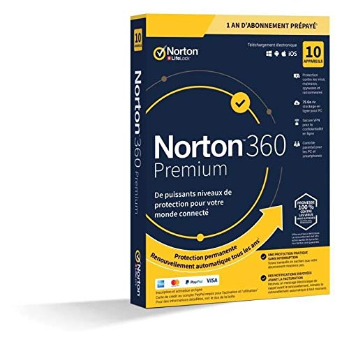 Symantec Norton 360 Premium - Caja (1 año), 10 Dispositivos de Almacenamiento en la Nube 75 GB