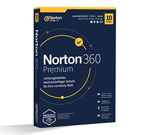 Symantec NortonLifeLock Norton 360 Premium 75GB GE 1 User 10 Device 12MO Generic MM 1 año(s) - NortonLifeLock Norton 360 Premium 75GB GE 1 User 10 Device 12MO Generic MM, 1 año(s)
