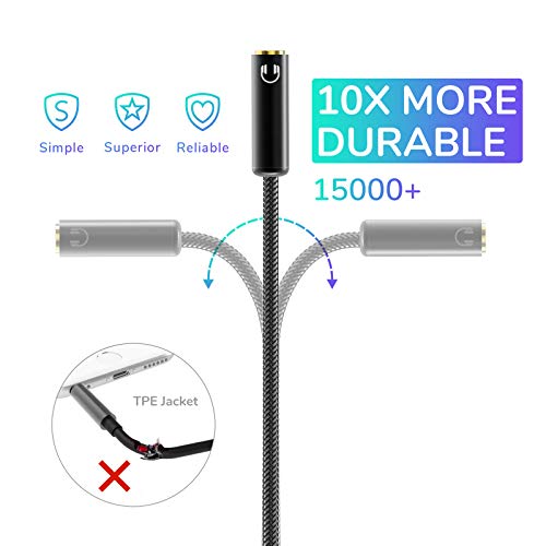 Syncwire Adaptador Jack Micro y Auriculares, Cable Splitter Divisor de Micrófono y Audio 3.5mm Macho a 2 Hembra Hi-Fi Nailon Trenzado Compatible con PS4, Xbox One, Headset, Phones, PC, Macbook -23CM