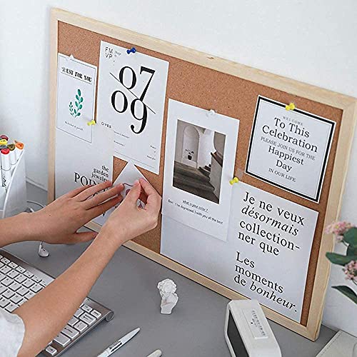 Tablero de Corcho, Tablón de Anuncios con Marco de Madera Tablero de Nota de Pared de Corcho para Decoración del Hogar (40X60CM)