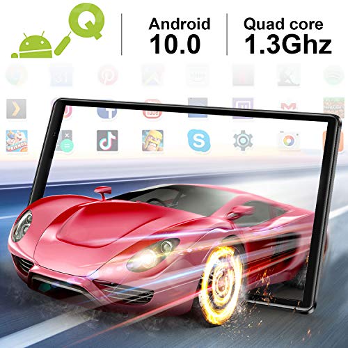 Tablet 10 Pulgadas 4GB de RAM 64GB/128GB de ROM Android 10.0 Certificado por Google GMS Tablet PC Barats y Buenas Batería 8000mAh Quad Core 4G Dual 8MP Cámara Netflix WiFi Bluetooth GPS OTG(Negro)