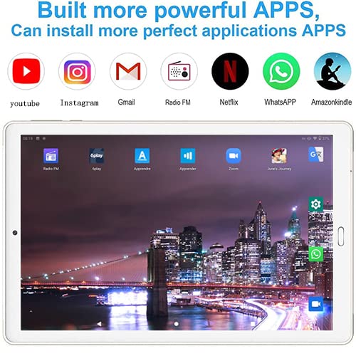 Tablet 10.0 Pulgadas YESTEL Android 10.0 Tablets con 4GB RAM + 64GB ROM/WiFi | Bluetooth | GPS, 8000mAH con Cubierta-Dorado