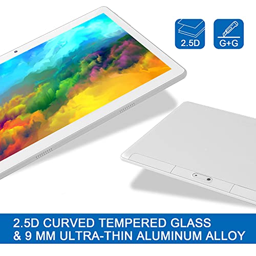 Tablet de 10 Pulgadas, Android 10, Tablet pc con procesador de Cuatro núcleos, 4 GB de RAM, 64 GB de ROM, aparat 5 MP + 8 MP, 1280 x 800 (IPS HD), Tipo C, WiFi/GPS/Bluetooth 4.0(Plata)