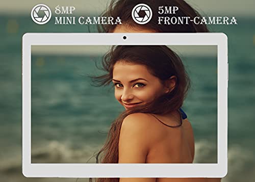 Tablet de 10 Pulgadas, Android 10, Tablet pc con procesador de Cuatro núcleos, 4 GB de RAM, 64 GB de ROM, aparat 5 MP + 8 MP, 1280 x 800 (IPS HD), Tipo C, WiFi/GPS/Bluetooth 4.0(Plata)