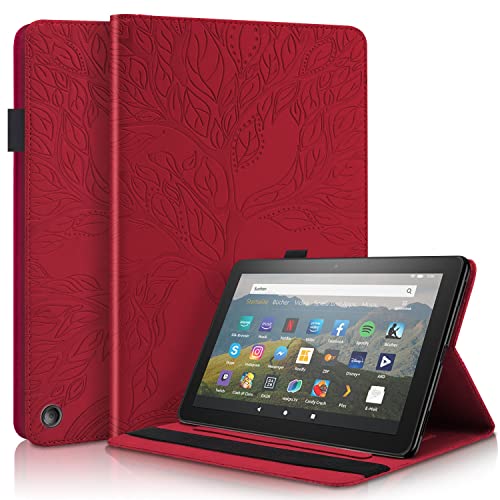 Tablet PC Bolsas Bandolera For el fuego de HD 8 y Fuego HD 8 Plus Tablet10th generación, lanzamiento 2020) PU Caja de cuero Flip Wallet Funda protectora Árbol de la vida Tableta Tableta Tableta ordena