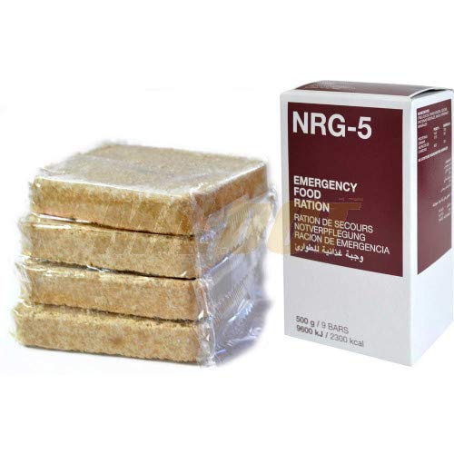 Tactical OPS NRG-5 (Pack x2) Alimentos de Emergencia |Pack de 2X NRG-5 Emergency Food Ration (Long Shelf Life 20 Years) | Incluye Dos Paquetes de 500grs Cada uno = 1kg