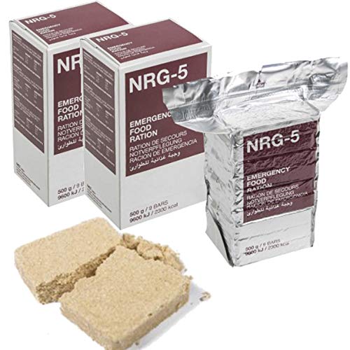 Tactical OPS NRG-5 (Pack x2) Alimentos de Emergencia |Pack de 2X NRG-5 Emergency Food Ration (Long Shelf Life 20 Years) | Incluye Dos Paquetes de 500grs Cada uno = 1kg