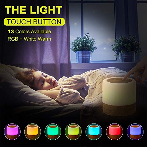 Taipow Luz Nocturna de LED, Mini Lámpara de Mesita de Noche, Control Remoto, Control Tactil, Temporizador, Regulable, USB Recargable, Cambio de Colores, para Niños Habitación