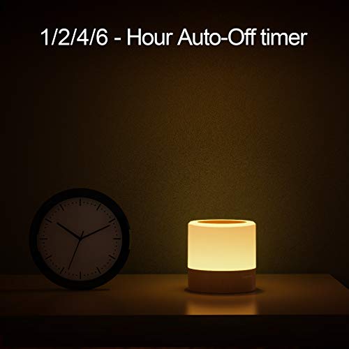 Taipow Luz Nocturna de LED, Mini Lámpara de Mesita de Noche, Control Remoto, Control Tactil, Temporizador, Regulable, USB Recargable, Cambio de Colores, para Niños Habitación