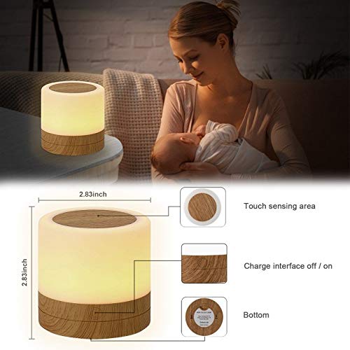 Taipow Luz Nocturna de LED, Mini Lámpara de Mesita de Noche, Control Remoto, Control Tactil, Temporizador, Regulable, USB Recargable, Cambio de Colores, para Niños Habitación