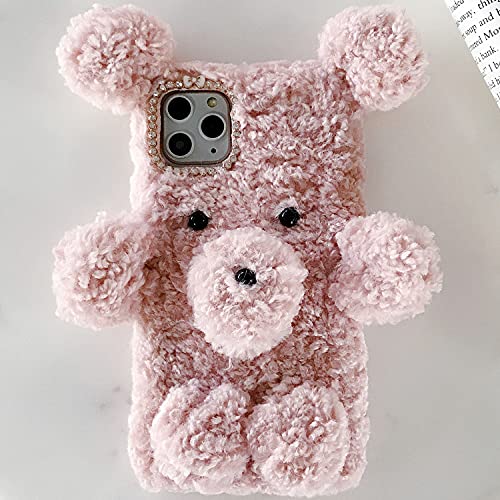 TAITOU - Funda para HTC UPlay Art hecha a mano de lana mullida Villi linda cubierta suave con forma de oso