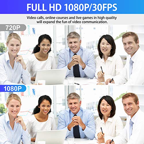 TAKRINK Webcam PC 1080P Webcam con micrófono USB Webcam de Ordenador Compatible con Windows Vista Mac OS Android e Linux para Video Conferencias en línea Cursos Juegos