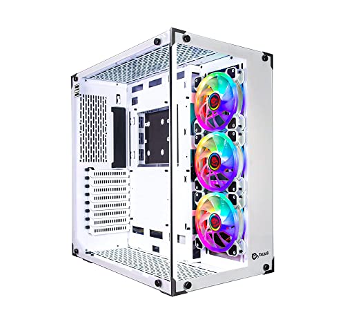 Talius Cronos Frost Caja Gaming ATX, Cristal Templado, Ventiladores Iris RGB (Disponible en Tres Colores) (White)