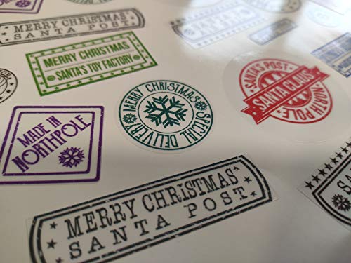 Tamaños mezclados A4 hoja transparente plástico transparente Santa Claus Polo Norte correo aéreo y Santa Toy Factory pegatinas de Navidad correo sellos etiquetas