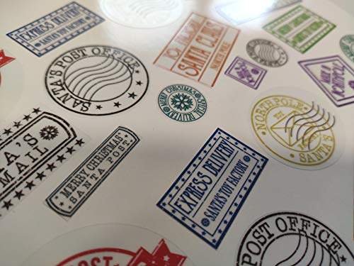 Tamaños mezclados A4 hoja transparente plástico transparente Santa Claus Polo Norte correo aéreo y Santa Toy Factory pegatinas de Navidad correo sellos etiquetas