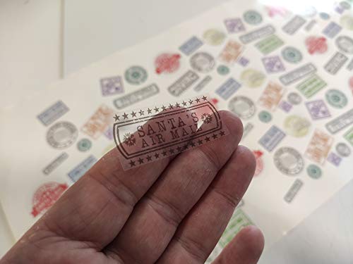 Tamaños mezclados A4 hoja transparente plástico transparente Santa Claus Polo Norte correo aéreo y Santa Toy Factory pegatinas de Navidad correo sellos etiquetas