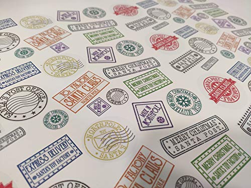 Tamaños mezclados A4 hoja transparente plástico transparente Santa Claus Polo Norte correo aéreo y Santa Toy Factory pegatinas de Navidad correo sellos etiquetas