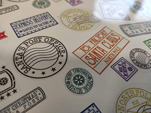 Tamaños mezclados A4 hoja transparente plástico transparente Santa Claus Polo Norte correo aéreo y Santa Toy Factory pegatinas de Navidad correo sellos etiquetas