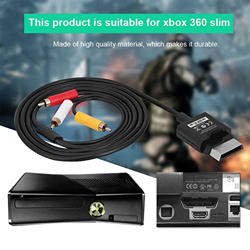 Tangxi Consola de Juegos Cable de Audio AV para Xbox 360, 1.8M Componente ABS TV Cable de Cable Cable AV Cable de Audio y Video para Xbox 360 Slim