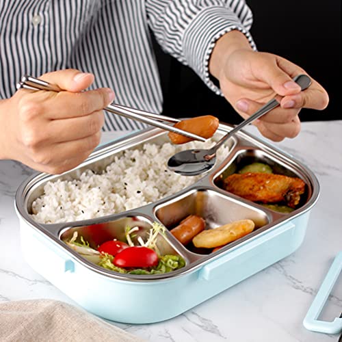 TangYang Fiambrera,Fiambrera Bento,Juego de Cubiertos Cajas Bento,Caja Bento de 4 Compartimentos a Prueba de Fugas con Utensilios Contenedor Soporte para teléfono Tapa Apto para lavavajillas Sin BPA