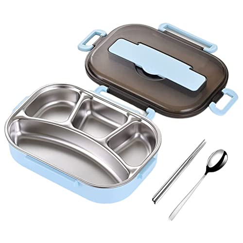 TangYang Fiambrera,Fiambrera Bento,Juego de Cubiertos Cajas Bento,Caja Bento de 4 Compartimentos a Prueba de Fugas con Utensilios Contenedor Soporte para teléfono Tapa Apto para lavavajillas Sin BPA