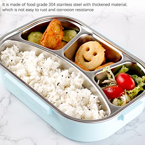 TangYang Fiambrera,Fiambrera Bento,Juego de Cubiertos Cajas Bento,Caja Bento de 4 Compartimentos a Prueba de Fugas con Utensilios Contenedor Soporte para teléfono Tapa Apto para lavavajillas Sin BPA