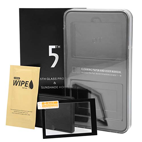 Tanke Juego de Parasol de Lente de película templada para cámara Pantalla de visualización de cámara Digital Juego de Parasol de Lente de película templada para E-M10 II/E-M1 II, Negro