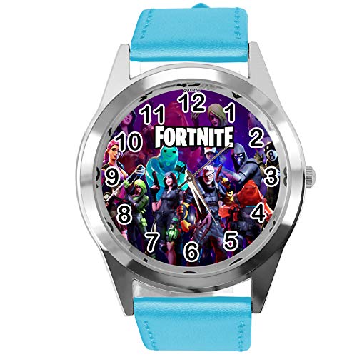 TAPORT® Reloj de cuero azul para los fans de Fortlite
