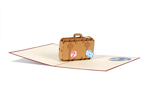 Tarjeta 3D con sobre, maleta, pasaporte de avión, tarjeta de regalo para dinero, viajes, vacaciones, tarjeta de felicitación de cumpleaños para escribir