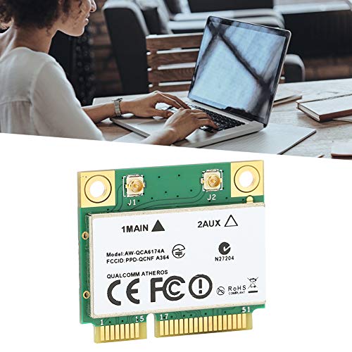 Tarjeta adaptadora de Red PCI-E, Tarjeta WiFi inalámbrica de Alta Velocidad, Bluetooth 4.1, para computadoras portátiles QCA6174A Mini PCI-E, Compatible con computadora, Reproductor de Publicidad