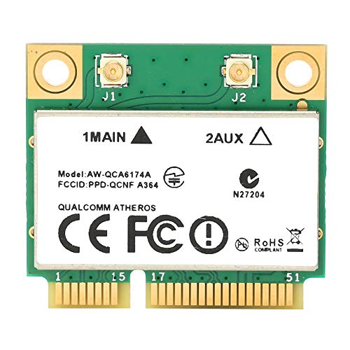 Tarjeta adaptadora de Red PCI-E, Tarjeta WiFi inalámbrica de Alta Velocidad, Bluetooth 4.1, para computadoras portátiles QCA6174A Mini PCI-E, Compatible con computadora, Reproductor de Publicidad