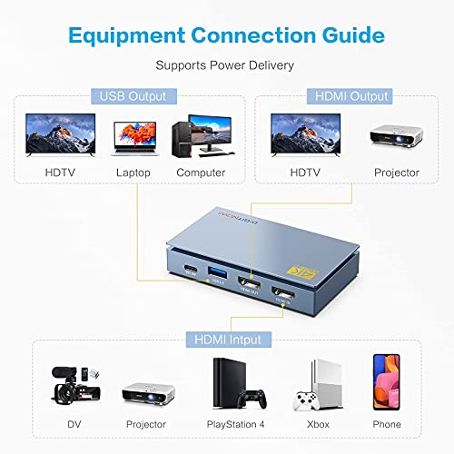 Tarjeta de Captura de Video 4K HD, Loopout HDMI de latencia Cero, Soporta Efectos de iluminación ARGB, Compatible con VLC,OBS, Amca