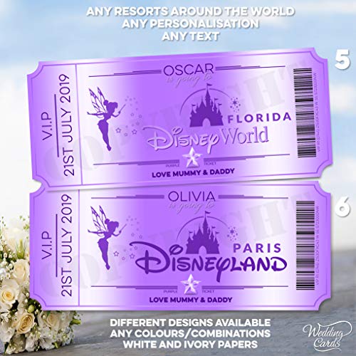 Tarjeta de destino personalizada para viaje de sorpresa.