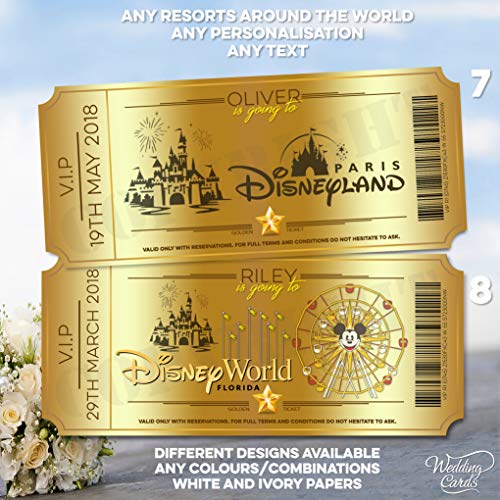 Tarjeta de destino personalizada para viaje de sorpresa.