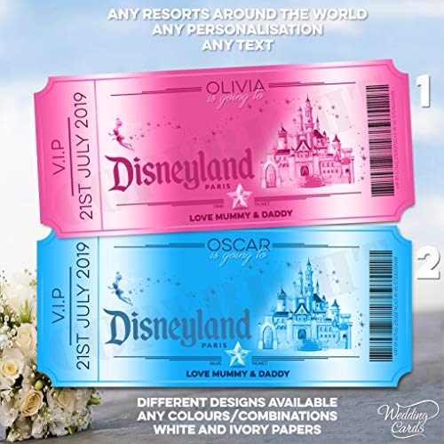 Tarjeta de destino personalizada para viaje de sorpresa.