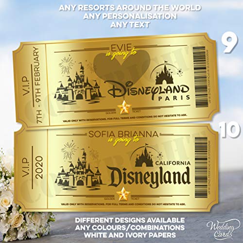 Tarjeta de destino personalizada para viaje de sorpresa.