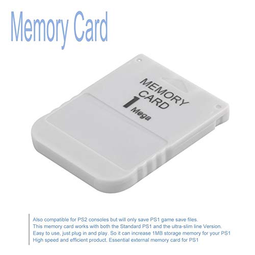 Tarjeta de memoria Ps1 1 Mega tarjeta de memoria para Playstation 1 One PS1 PSX Game Útil Práctica Asequible Blanco 1M 1Mb