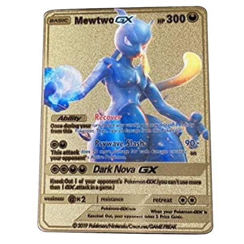 Tarjeta de metal personalizada Mewtwo GX (Rainbow Gold Pokemon Card