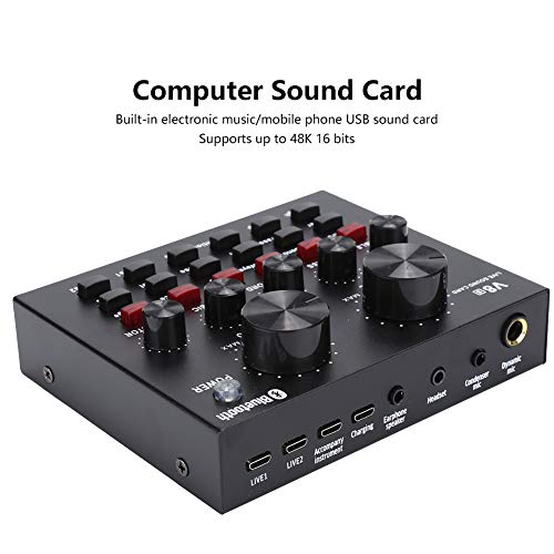 Tarjeta de Sonido en Vivo Externa, Tarjeta de Sonido USB Multifuncional para transmisión en Vivo, Mezclador de Audio con Muchos Efectos de Sonido para computadoras de teléfonos móviles