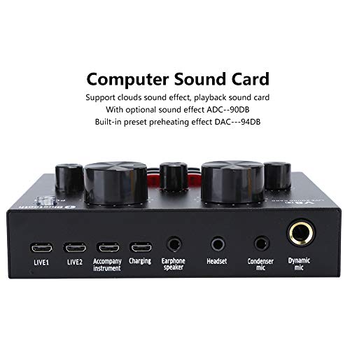Tarjeta de Sonido en Vivo Externa, Tarjeta de Sonido USB Multifuncional para transmisión en Vivo, Mezclador de Audio con Muchos Efectos de Sonido para computadoras de teléfonos móviles