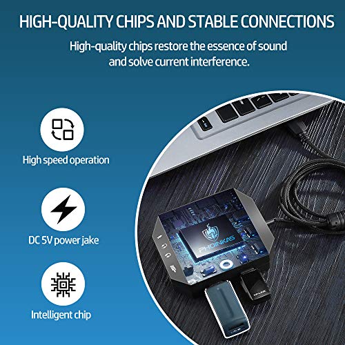 Tarjeta de Sonido Externa USB Audio Adaptador con 3.5mm Auriculares y Micrófono Control de Volumen Plug-Play para Fichas de Sonido Estéreo para Windows, Mac, PC, Portátiles de Escritorio - Negro