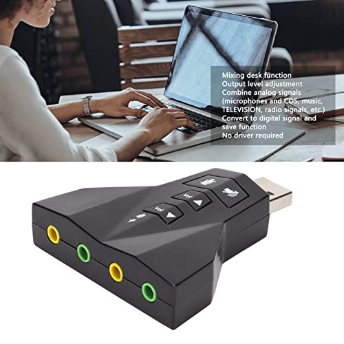 Tarjeta de Sonido USB, Adaptador de Sonido Estéreo Externo Virtual de 7.1 Canales, Tarjeta de Sonido de 7.1 Canales para Auriculares de Computadora Portátil PS4 (micrófono, CD, Música, TV, Radio), Plu