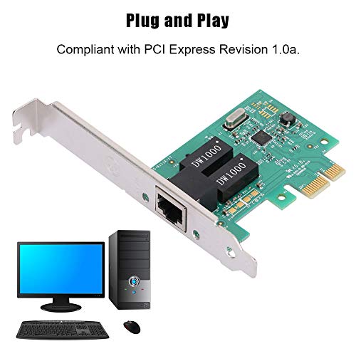 Tarjeta Gigabit, Adaptador de Tarjeta de WiFi Ethernet Gigabit Pci-E Verde, Tarjeta Red PCI Adaptador de LAN Gigabit 10/100/1000Mbps