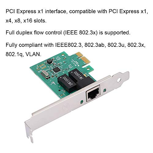 Tarjeta Gigabit, Adaptador de Tarjeta de WiFi Ethernet Gigabit Pci-E Verde, Tarjeta Red PCI Adaptador de LAN Gigabit 10/100/1000Mbps