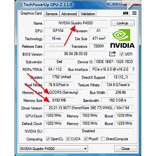 Tarjeta gráfica GDDR5 de 8 GB NVIDIA Quadro P4000 para Dell Precision M6800 7710 7720 7730 HP ZBook 17 G4 G5 Mobile Workstation Laptop, GPU MXM VGA Board Upgrade Piezas de repuesto